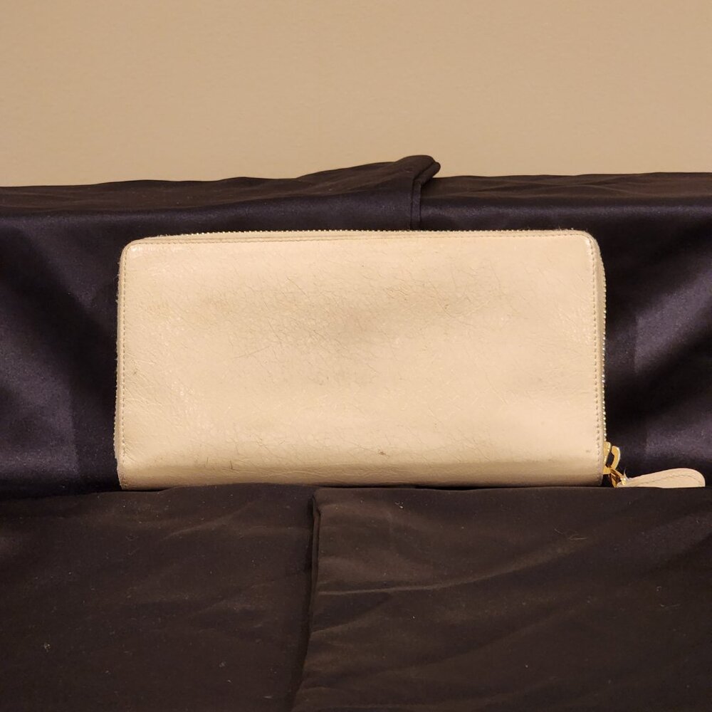 Excellent Balenciaga Continental Zip around Wallet Creamy Off White Leather - Picture 8 of 11